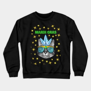 Mardi Gras Cat Crewneck Sweatshirt